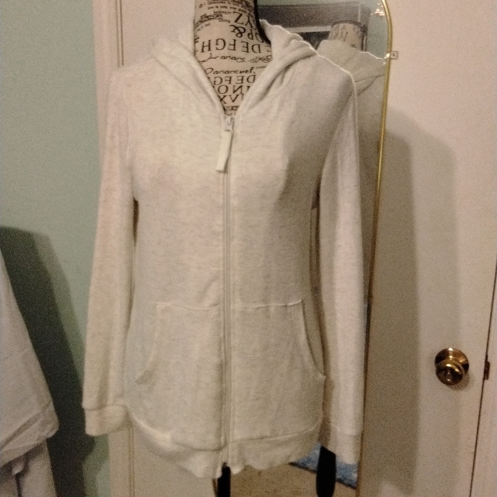 Women's LA Cera super soft knit long sleeve front zip white hoodie size XS